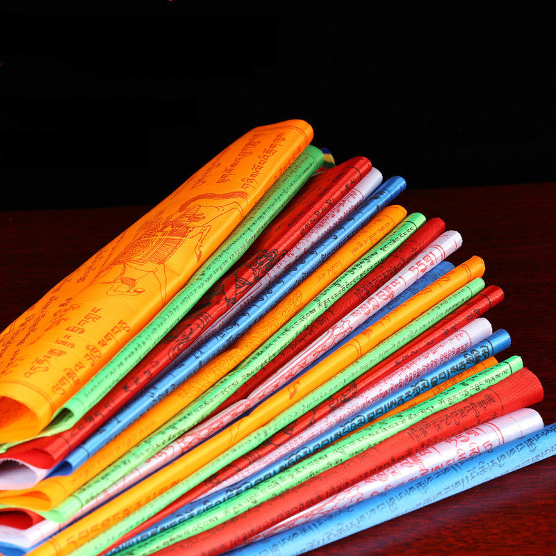 Tibetan Buddhist satin ten-in-one prayer flags