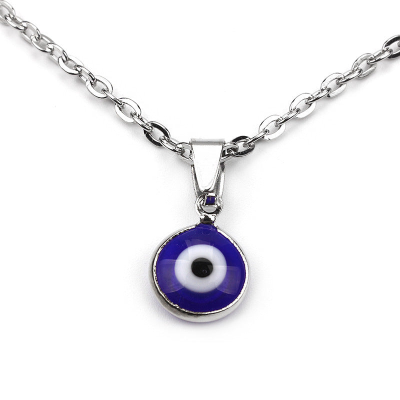 Devil's Eye Necklace Personality Evil Eye Pendant Black Short Necklace Wax Rope Clavicle Chain Stall Jewelry