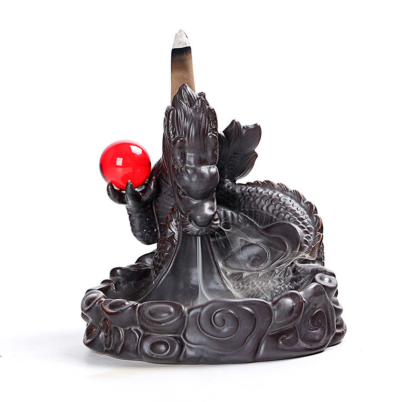 Backflow Incense Burner Ceramic Creative Xianglong Opera Pearl Incense Burner Buddhist Supplies Incense Burner