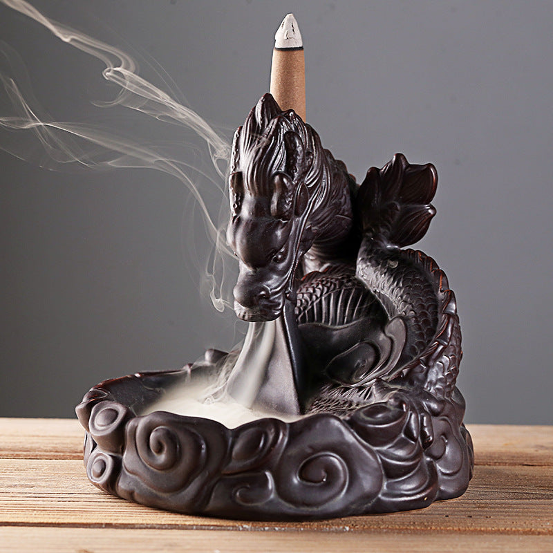 Backflow Incense Burner Ceramic Creative Xianglong Opera Pearl Incense Burner Buddhist Supplies Incense Burner