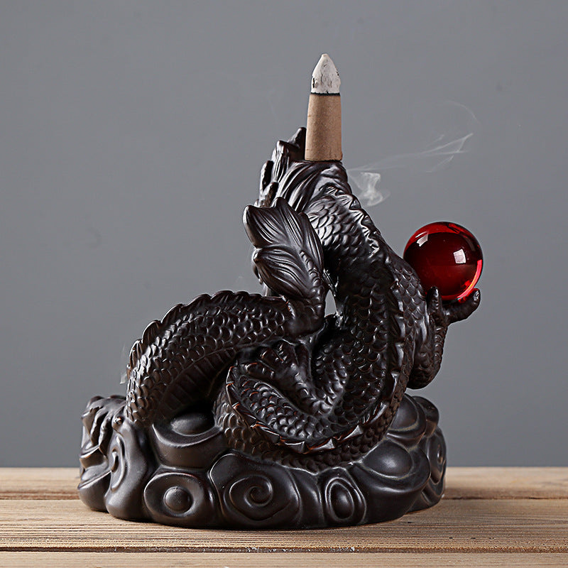 Backflow Incense Burner Ceramic Creative Xianglong Opera Pearl Incense Burner Buddhist Supplies Incense Burner