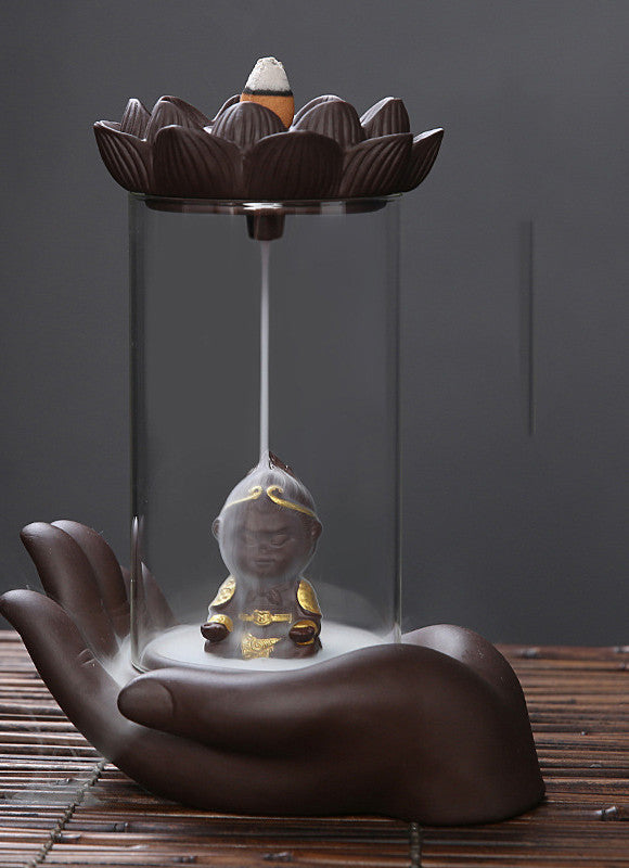 Creative Indoor Desktop Handmade Ceramic Ornament Windproof Backflow Incense Burner Buddhist Aromatherapy Stove