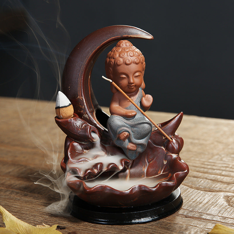 Tathagata Little Monk Sandalwood Incense Burner Agarwood Incense Stick Indoor Incense Road Decoration