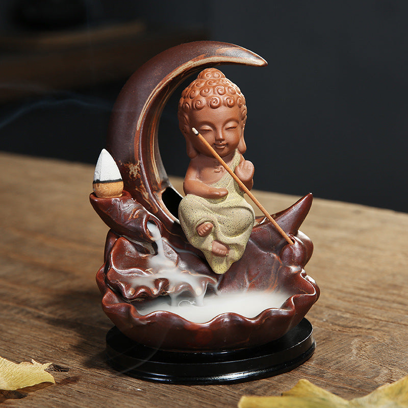 Tathagata Little Monk Sandalwood Incense Burner Agarwood Incense Stick Indoor Incense Road Decoration