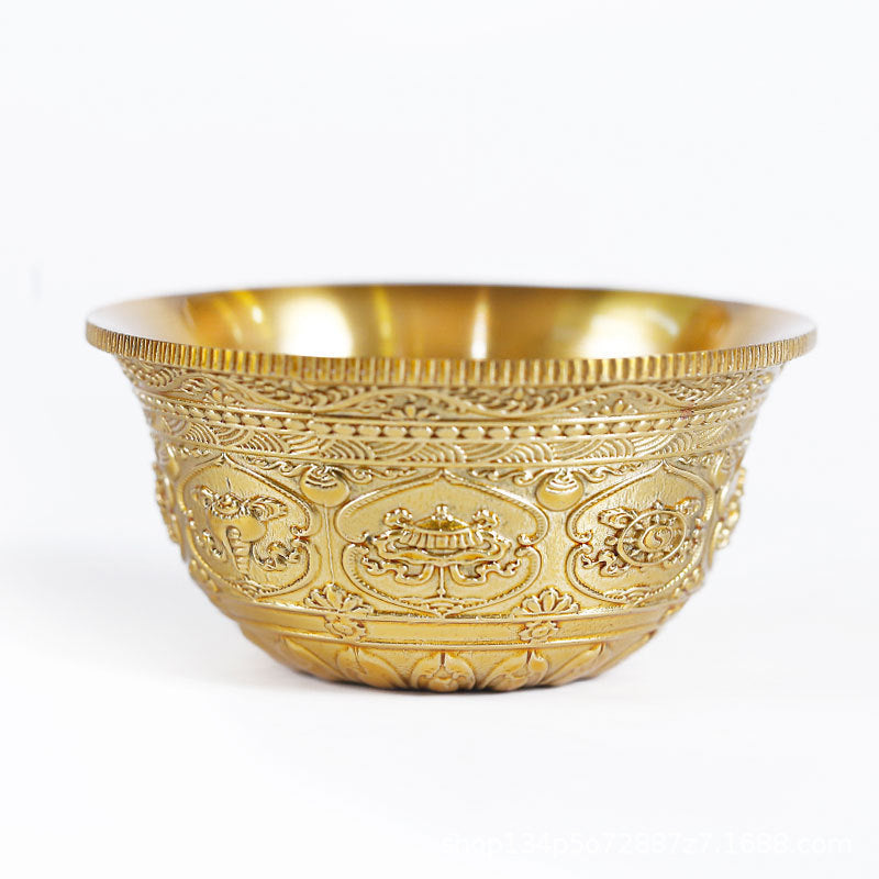 Water Bowl Pure Copper Carved Eight Auspicious Tibetan Buddhist Supplies Household Household Water Supply Cup