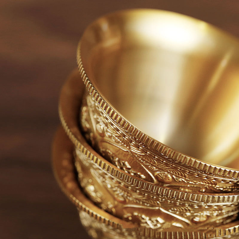 Water Bowl Pure Copper Carved Eight Auspicious Tibetan Buddhist Supplies Household Household Water Supply Cup
