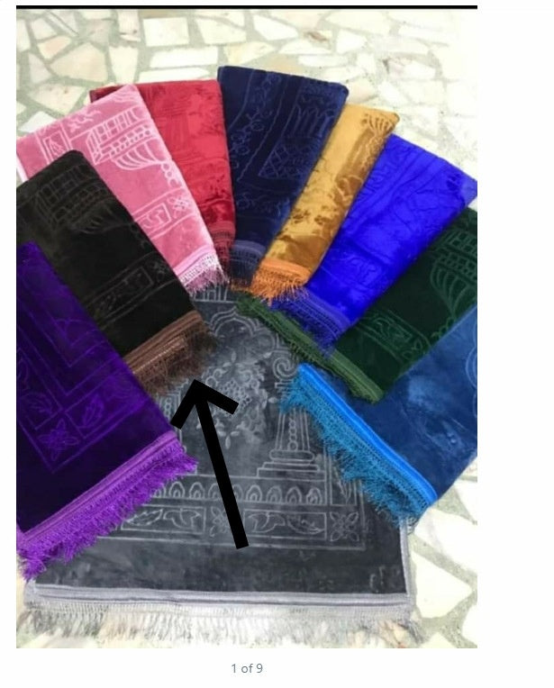 Raschel Embossed Prayer Mat With Tassel Prayer Mat Solid Color