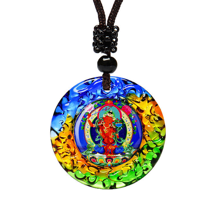 Green Tara Pendant Sanskrit Buddhist Great Compassion Mantra Six-character Mantra