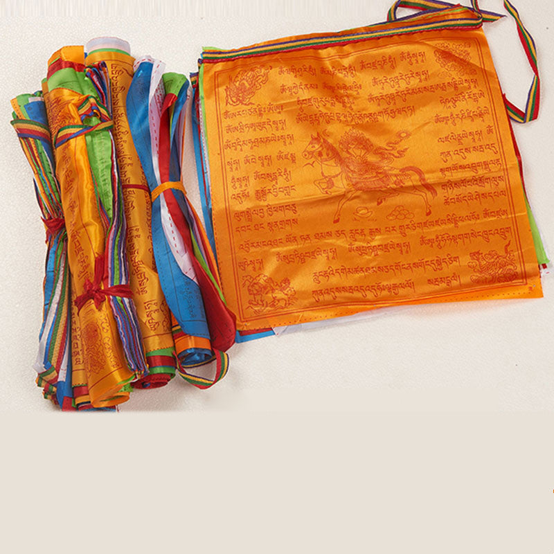 Tibetan Buddhist satin ten-in-one prayer flags