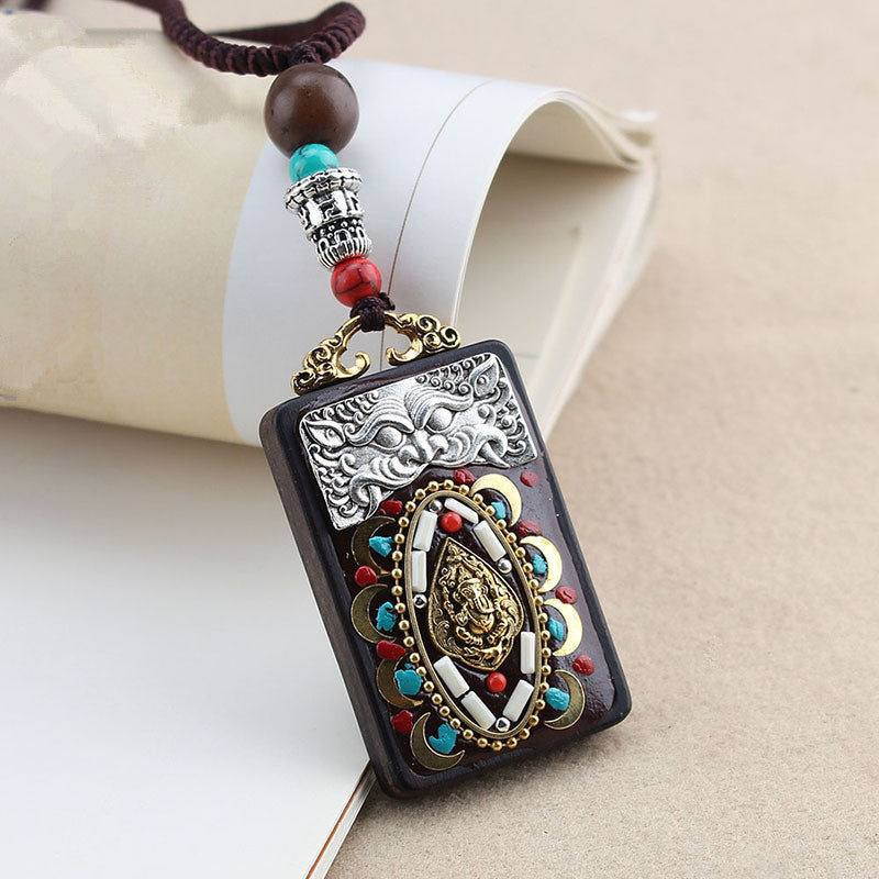 Heian Buddhist Black Sandalwood Necklace Accessories