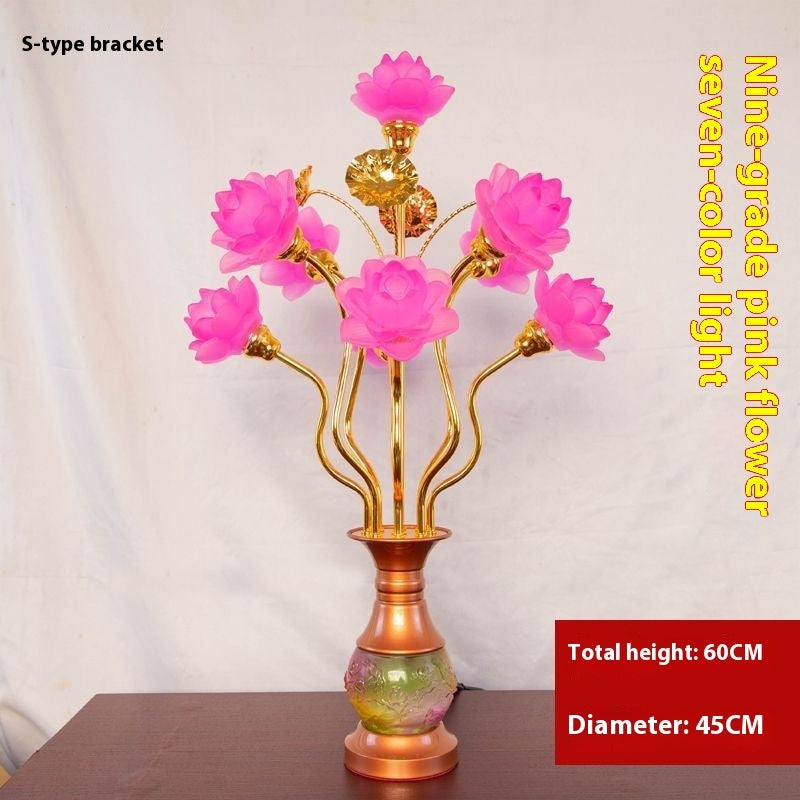 Buddha Worship In Buddhist Hall Colored Glaze LED Lotus Lantern