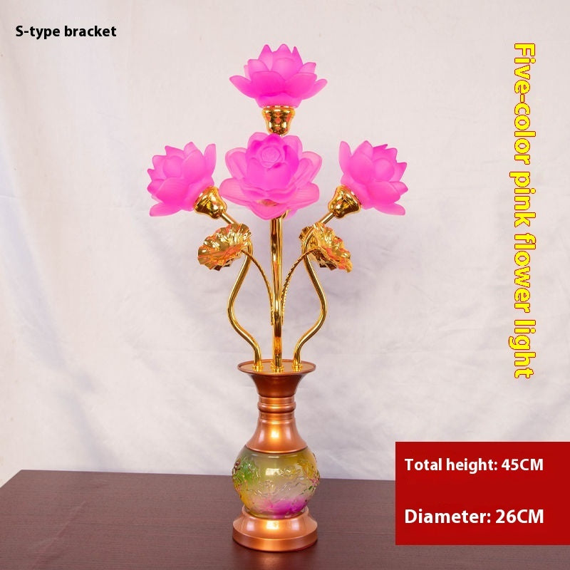 Buddha Worship In Buddhist Hall Colored Glaze LED Lotus Lantern