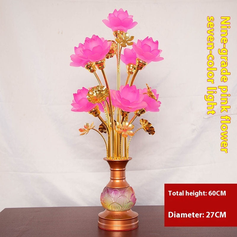 Buddha Worship In Buddhist Hall Colored Glaze LED Lotus Lantern