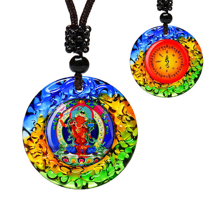 Green Tara Pendant Sanskrit Buddhist Great Compassion Mantra Six-character Mantra