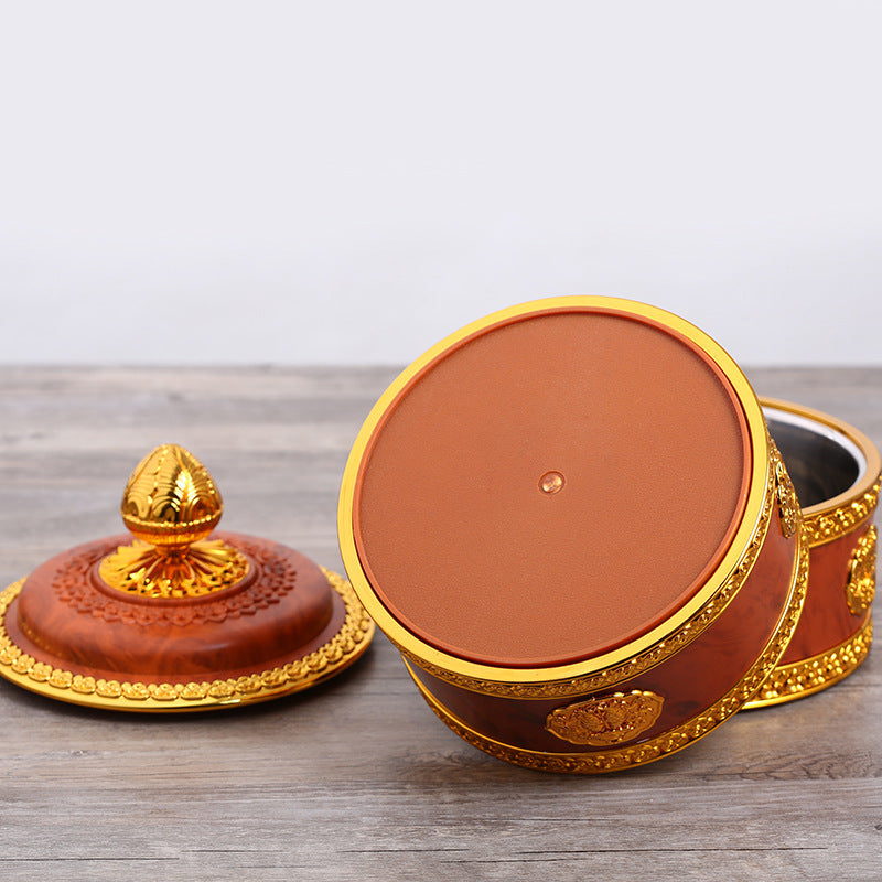 New Tibetan Zanba box Tibetan grain offering contains Buddhist eight auspicious double auspicious box Stainless steel liner