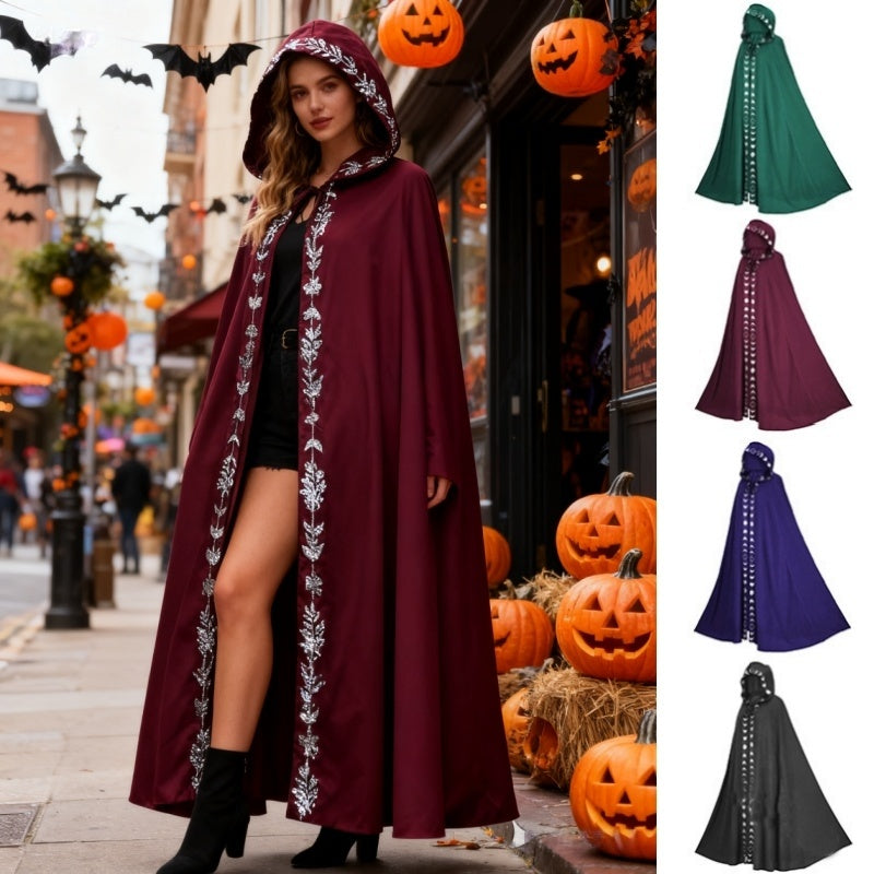 Hooded Cloak Medieval Renaissance 5 Color Printed Cloak Halloween Cosplay Costume New Fashion Festival Play Costume Halloween Costumes