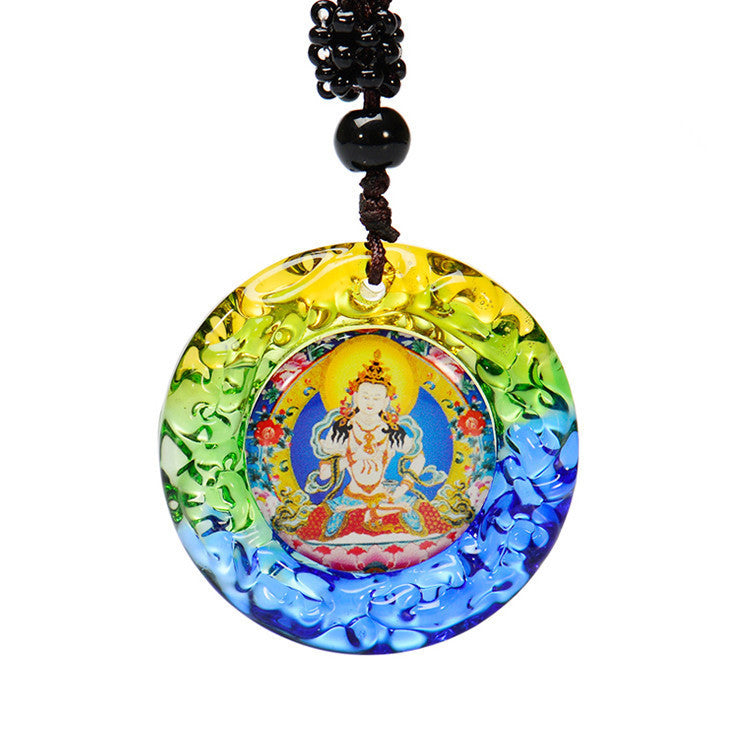 Green Tara Pendant Sanskrit Buddhist Great Compassion Mantra Six-character Mantra