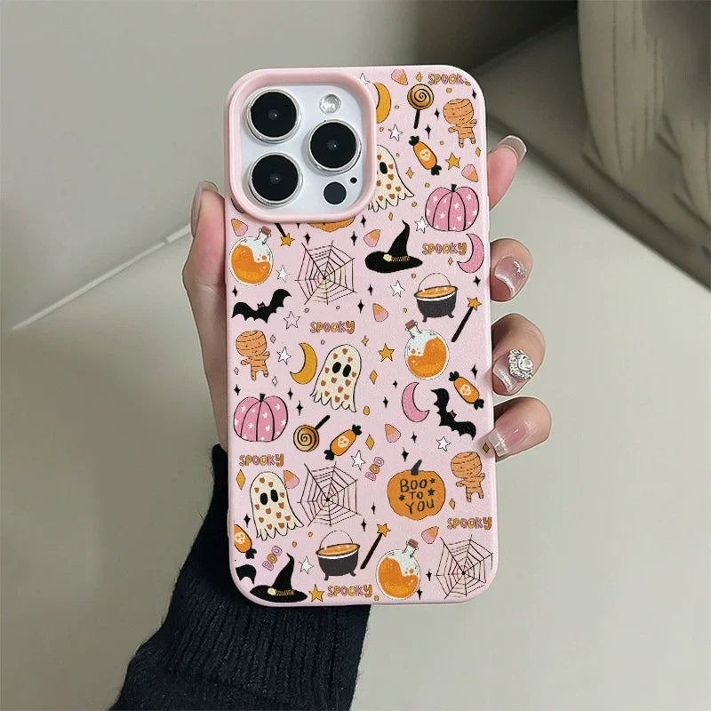 High-End Fashionable Halloween Pattern TPU Waterproof Mobile Phone Case for iPhone X/XS/15/16/17 Plus Pro Max Protection