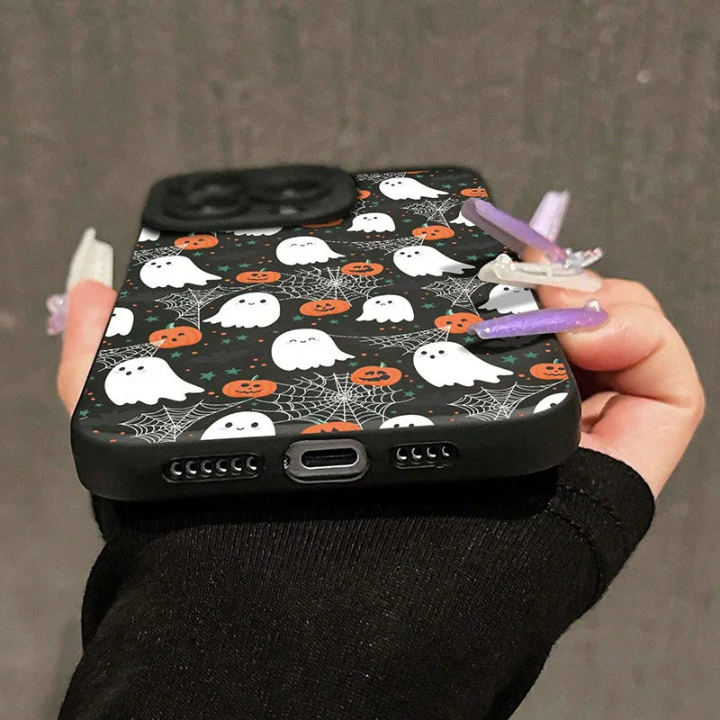 Halloween Pumpkin Pattern Mobile Phone Case Full-Body Protection Shockproof Anti-Fall TPU Rubber Case Compatible With All IPhone