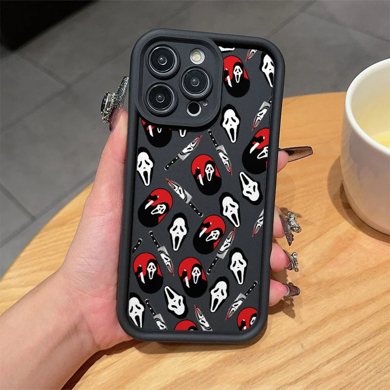 Autumn Halloween Fashion Ins Style Anti-Fall Waterproof Soft TPU Mobile Phone Case Skull Pumpkin Pattern for iPhone 17/16/15 Pro