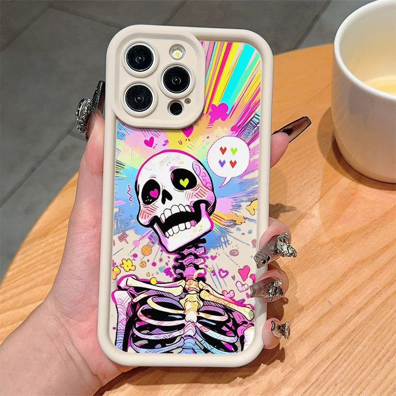 Halloween Skull Pattern Phone Case, Compatible with IPhone17/17 Pro...Waterproof, Shockproof, Scratch Resistant Phone Protective