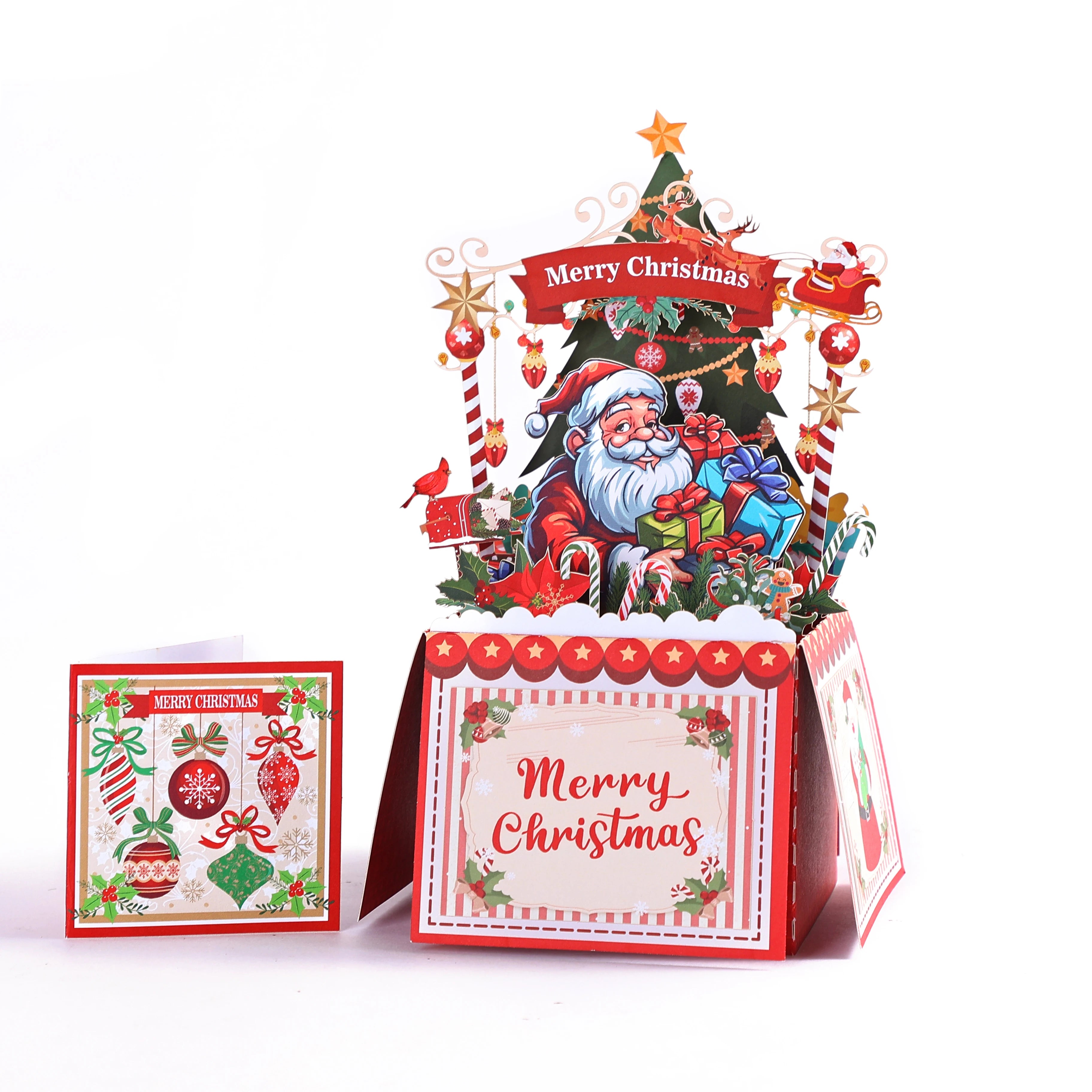 Christmas Tree Greeting Cards Cat Xmas Party Three-dimensional Pop Up Card 3D Postcard With Envelope Holiday Supplies