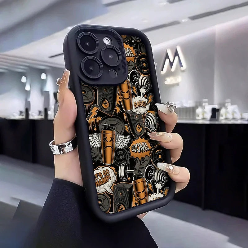 Halloween Skeleton Cartoon Design TPU UV Painted Mobile Phone Case Dustproof Waterproof Soft Protection for iPhone 17/16/15 Pro