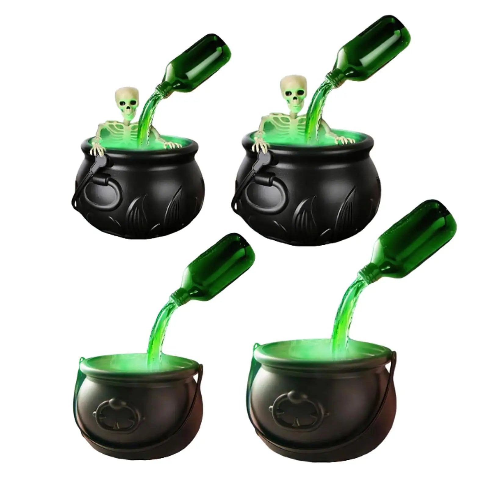 Halloween Witch Cauldron Mist Maker with Lights Indoor Floating Bottle Mist Maker Spooky Horror Holiday Haunted House Pot Prop