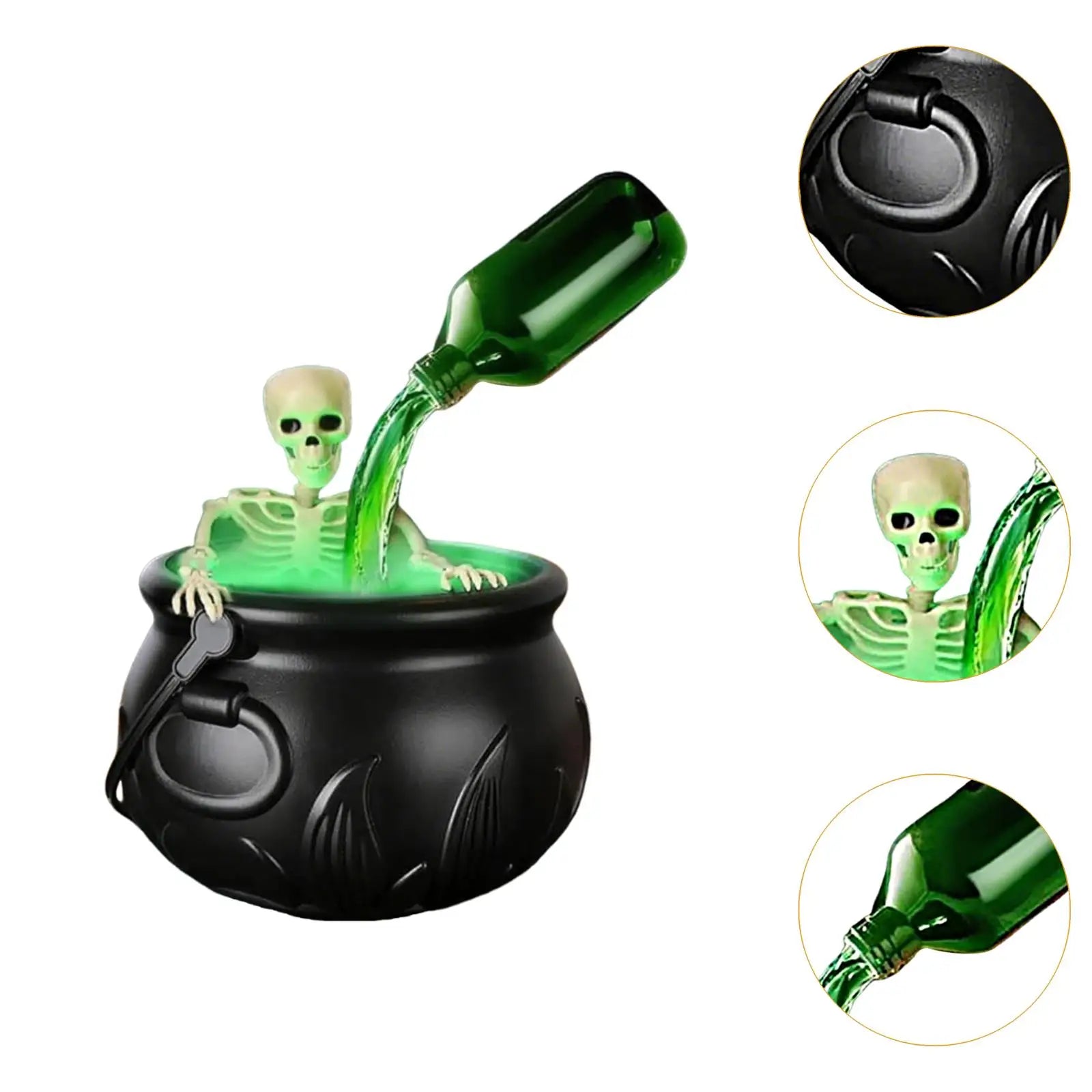 Halloween Witch Cauldron Mist Maker with Lights Indoor Floating Bottle Mist Maker Spooky Horror Holiday Haunted House Pot Prop