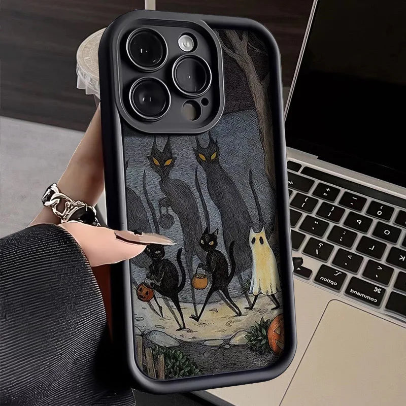 Halloween Skeleton Cartoon Design TPU UV Painted Mobile Phone Case Dustproof Waterproof Soft Protection for iPhone 17/16/15 Pro