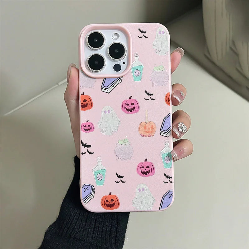 Customizable Halloween Ghost Pattern Mobile Phone Case for iPhone 17 16 Matte Finish Waterproof Scratch Resistant Cartoon Design