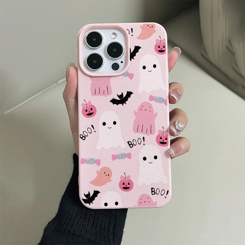 High-End Fashionable Halloween Pattern TPU Waterproof Mobile Phone Case for iPhone 15/16/17 Plus Premium Pro Max Protection
