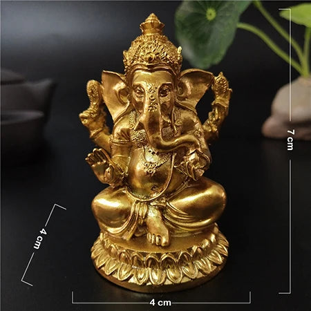 Gold Lord Ganesha Statue Buddha Elephant hindu God Sculpture Figurines Resin Home Garden Decoration Buddha Statues For House