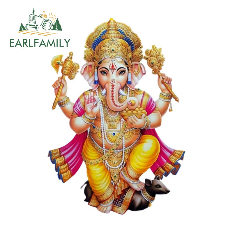 EARLFAMILY 13cm  for Ganesha Car Stickers Waterproof Sunscreen Suitcase Vinyl Material Motorcycle Helmet Fine Decal for Vehicle