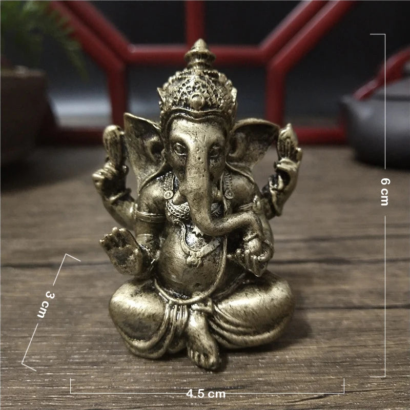 Gold Lord Ganesha Statue Buddha Elephant hindu God Sculpture Figurines Resin Home Garden Decoration Buddha Statues For House