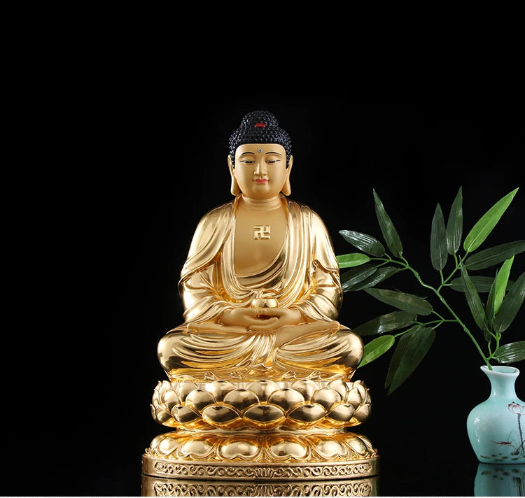 Asia GOOD high grade gilding copper Amitabha Sakyamuni Buddha statue HOME Patron saint bless safe health good LUCK protection