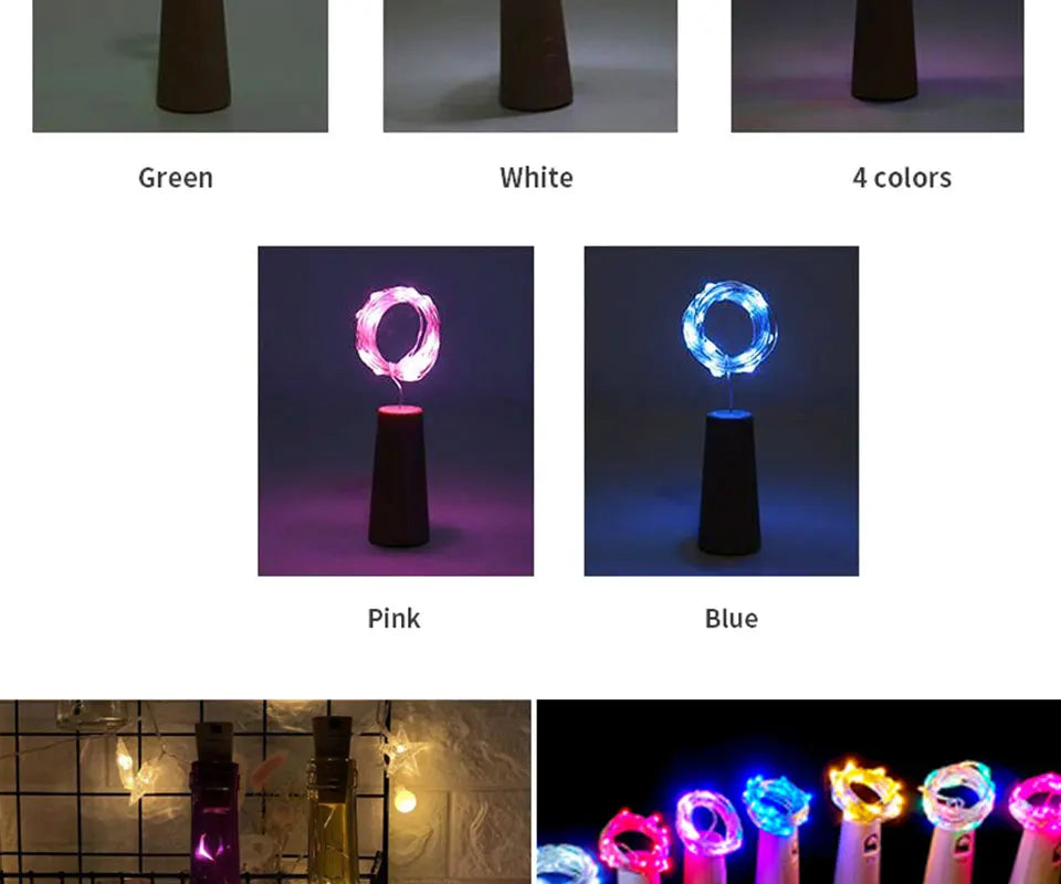 1M/2M/3M Wine Cork LED Battery Lighting Strings Bottle Lights for Party Wedding Christmas Halloween Bar Decor Creative Lights