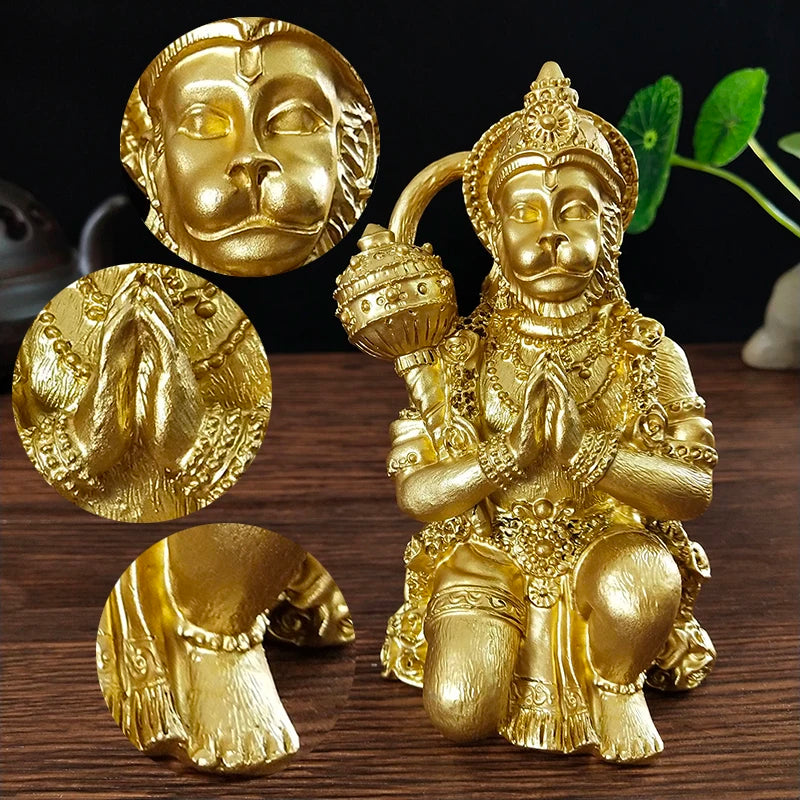 Golden Hanuman Statue Sculpture Big Resin Ornaments Hindu Monkey God Buddha Statues Figurine Home Decoration Lucky Gifts