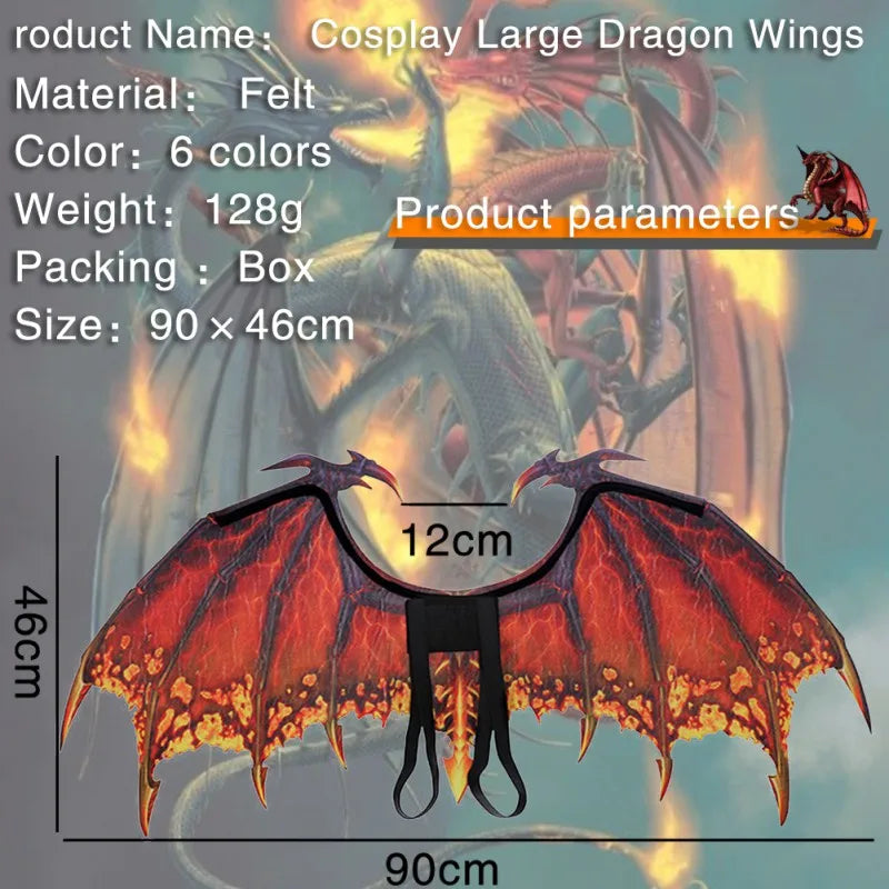 Dragon Wing Adult Boy and Girl Kids Halloween Decoration Carnival Party Animal Costumes Masquerade Cosplay Dragon Wing Props