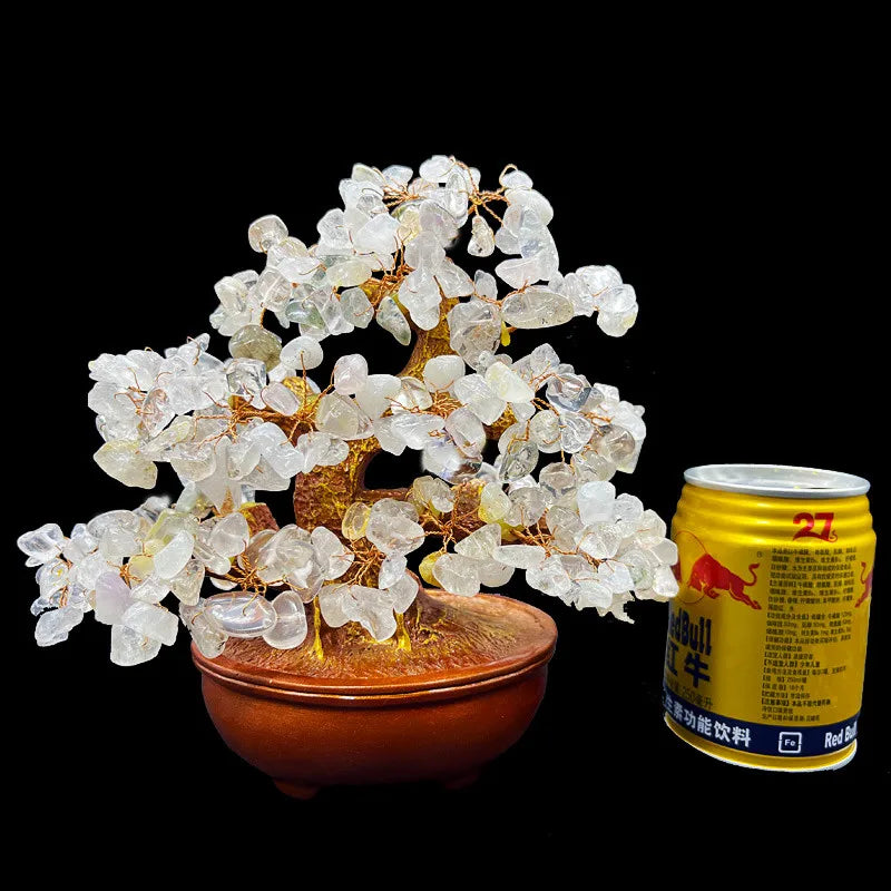 Wholesale Natural Healing Stone Crystal Ingot Tree Amethyst Money Wealth Tree Bonsai Crystal Decoration