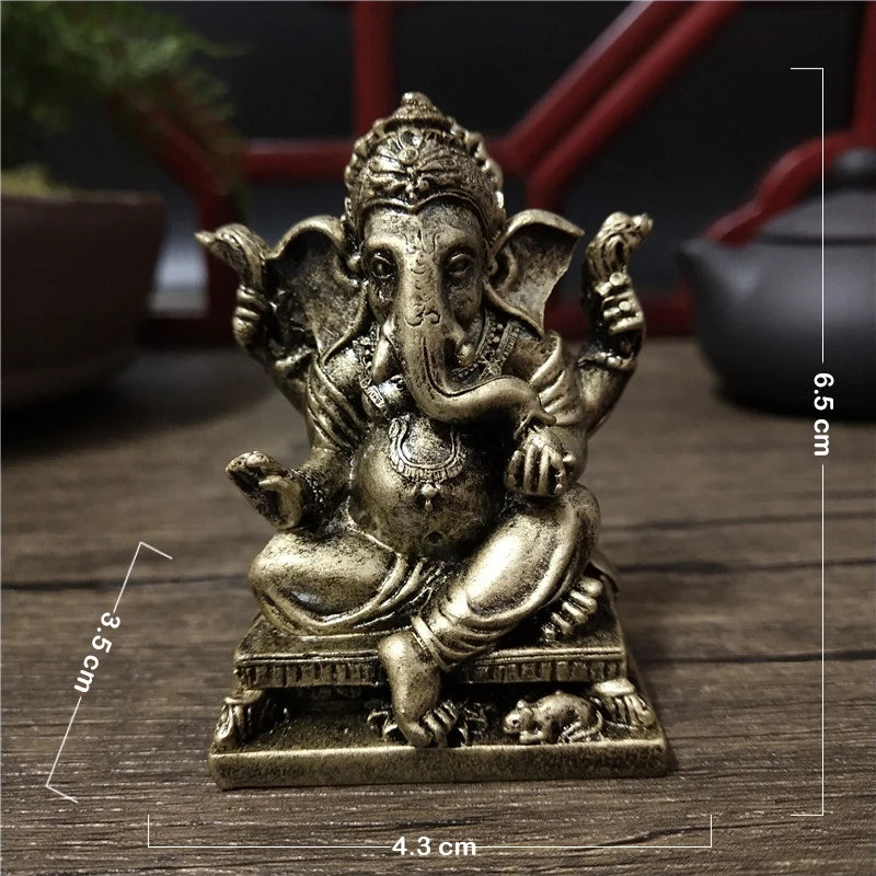 Gold Lord Ganesha Statue Buddha Elephant hindu God Sculpture Figurines Resin Home Garden Decoration Buddha Statues For House