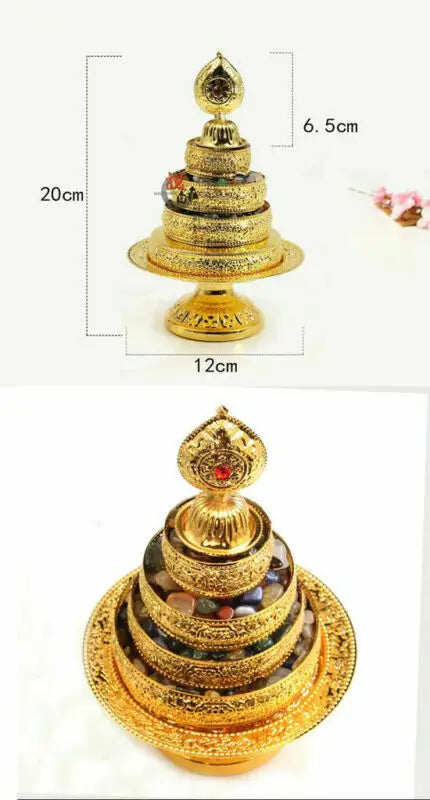 Tibetan Buddhism Altar Mandala Manza Set Tray Gilded Buddhist Offering  N
