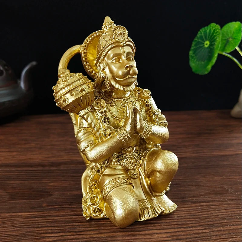 Golden Hanuman Statue Sculpture Big Resin Ornaments Hindu Monkey God Buddha Statues Figurine Home Decoration Lucky Gifts