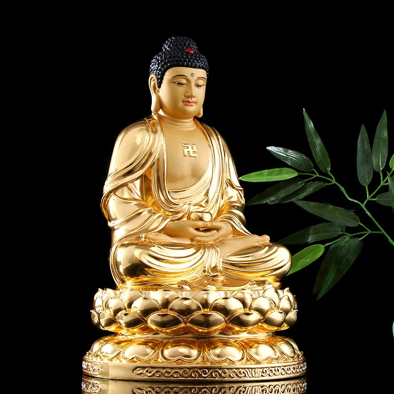 Asia GOOD high grade gilding copper Amitabha Sakyamuni Buddha statue HOME Patron saint bless safe health good LUCK protection