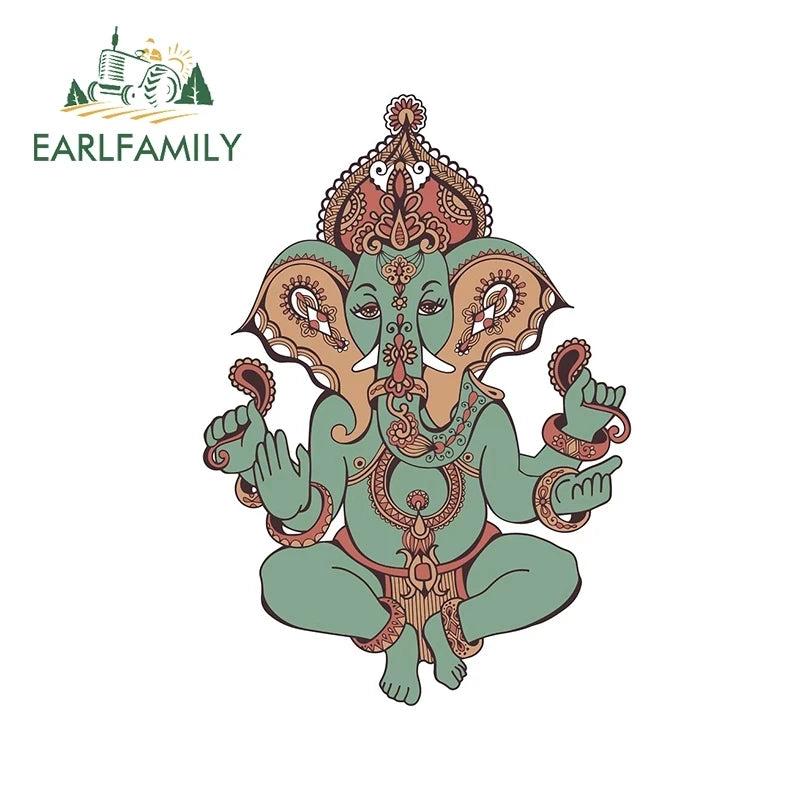 EARLFAMILY 13cm  for Ganesha Car Stickers Waterproof Sunscreen Suitcase Vinyl Material Motorcycle Helmet Fine Decal for Vehicle
