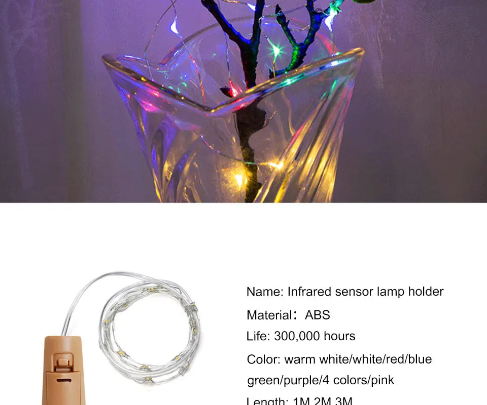 1M/2M/3M Wine Cork LED Battery Lighting Strings Bottle Lights for Party Wedding Christmas Halloween Bar Decor Creative Lights