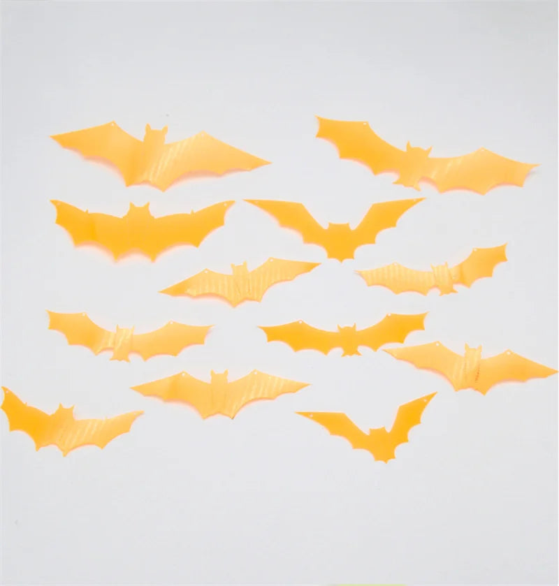 12Pcs/Set 3D Luminous Bat Wall Stickers Halloween Party Decoration PVC Stickers Living Room Window Home Decor Wall Decals Glow