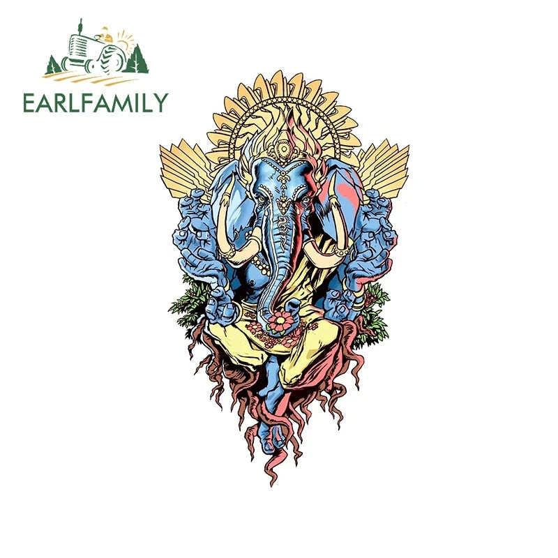 EARLFAMILY 13cm  for Ganesha Car Stickers Waterproof Sunscreen Suitcase Vinyl Material Motorcycle Helmet Fine Decal for Vehicle