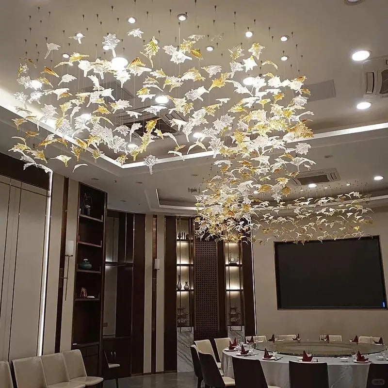 Customized Modern Style Maple Leaf Decoration, Hotel Lobby, Villa, Living Room, Luxurious Glass Chandelier