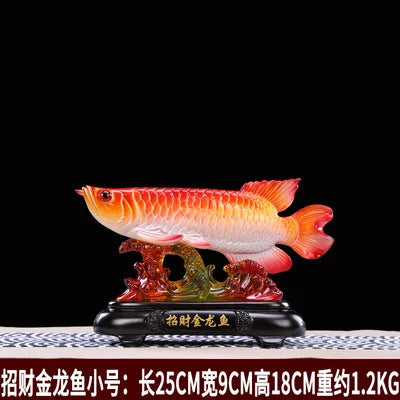Good luck FENG SHUI decorative statue HOME OFFICE company SHOP TOP Efficacious Talisman Money Drawing Arowana Golden Fish